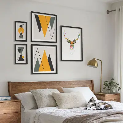 Framed photo set with boho style colorful motifs
