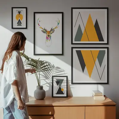 Framed photo set with boho style colorful motifs