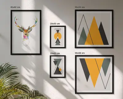 Framed photo set with boho style colorful motifs