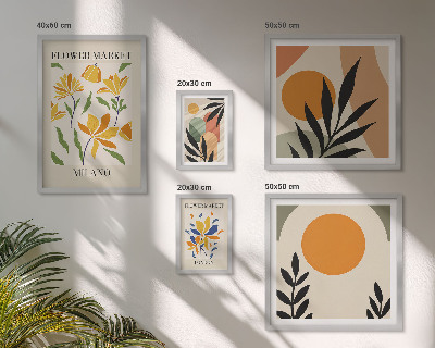 Set of 5 wall art pieces Abstract flowers boho style