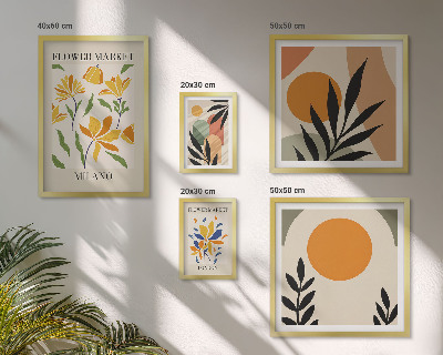 Set of 5 wall art pieces Abstract flowers boho style