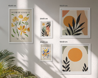Set of 5 wall art pieces Abstract flowers boho style