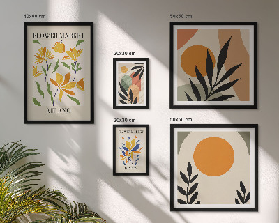 Set of 5 wall art pieces Abstract flowers boho style