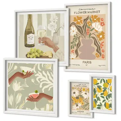 Gallery wall vintage flowers and fruits art print