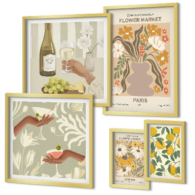 Gallery wall Flowers and fruits vintage style