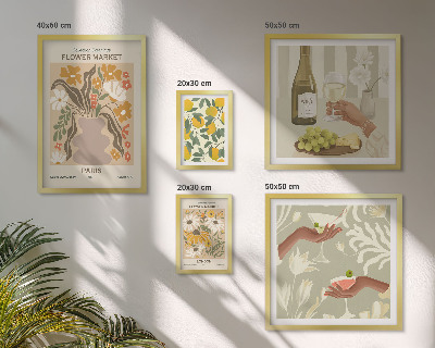Gallery wall Flowers and fruits vintage style