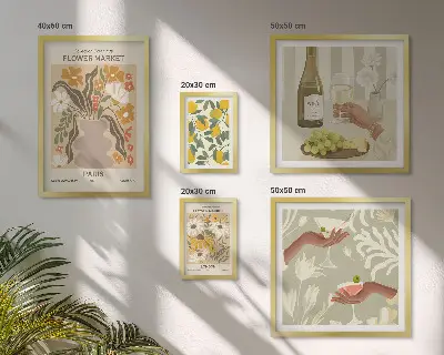 Gallery wall vintage flowers and fruits art print