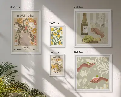 Gallery wall vintage flowers and fruits art print