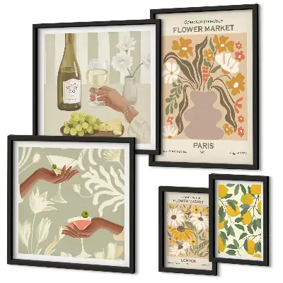 Gallery wall vintage flowers and fruits art print