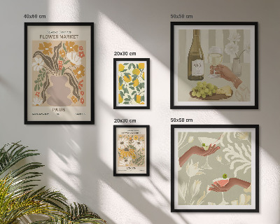 Gallery wall Flowers and fruits vintage style