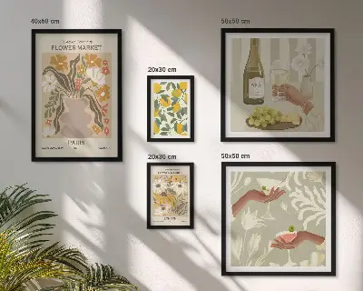 Gallery wall vintage flowers and fruits art print