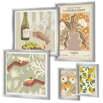 Gallery wall vintage flowers and fruits art print