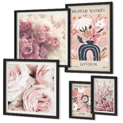 Framed photo set Floral boho decorations