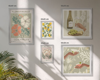 Set of 5 wall art pieces Flowers and fruits vintage style