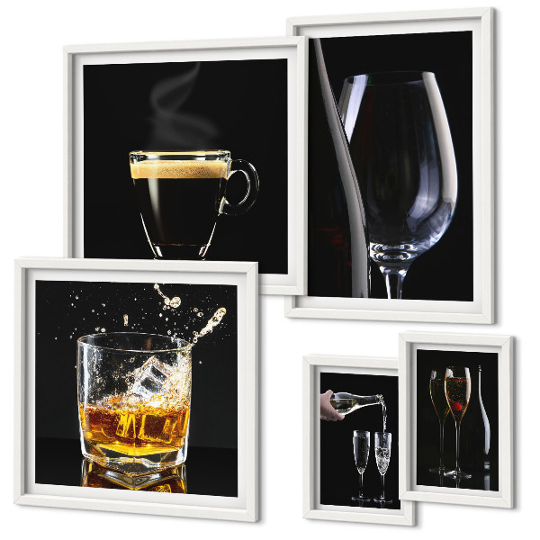 Set of 5 wall art pieces Cocktails drinks bar style