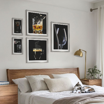 Set of 5 wall art pieces Cocktails drinks bar style