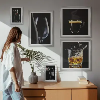 Set of 5 wall art pieces featuring a cocktail bar theme