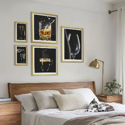 Set of 5 wall art pieces featuring a cocktail bar theme