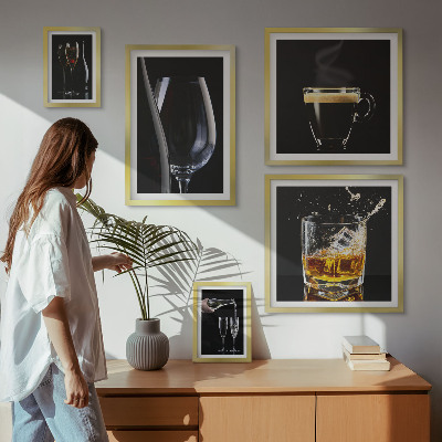 Set of 5 wall art pieces Cocktails drinks bar style