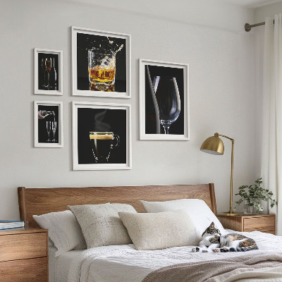 Set of 5 wall art pieces Cocktails drinks bar style