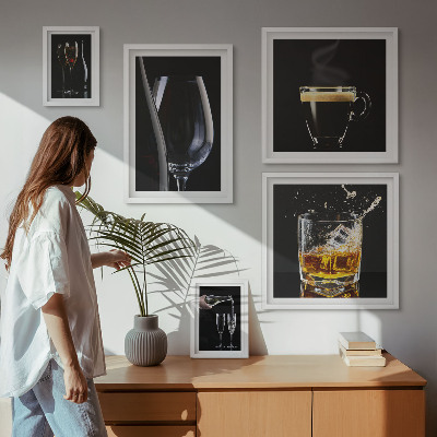 Set of 5 wall art pieces Cocktails drinks bar style