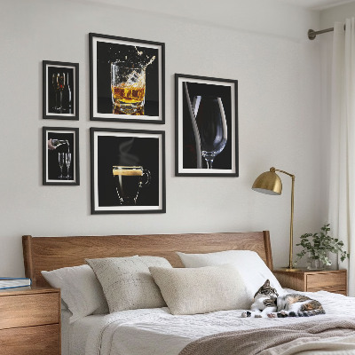 Set of 5 wall art pieces Cocktails drinks bar style