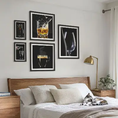 Set of 5 wall art pieces featuring a cocktail bar theme