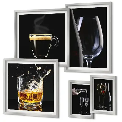 Set of 5 wall art pieces featuring a cocktail bar theme