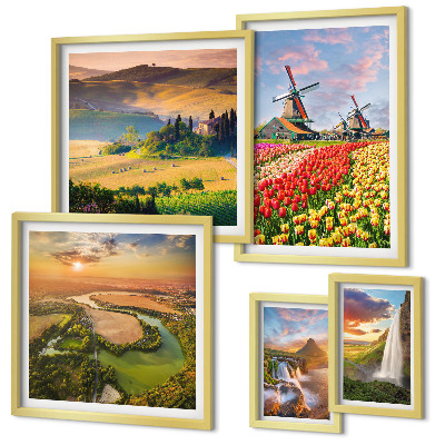 Gallery wall Landscapes of nature waterfalls windmills