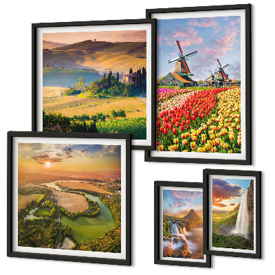 Gallery wall Landscapes of nature waterfalls windmills