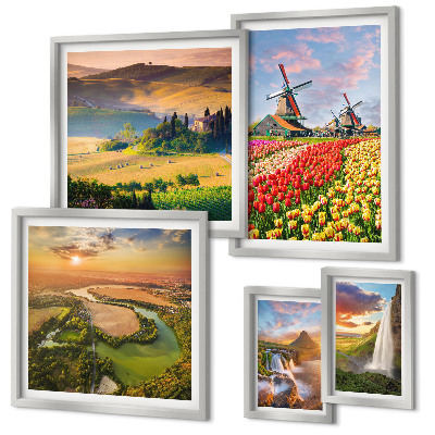 Gallery wall Landscapes of nature waterfalls windmills