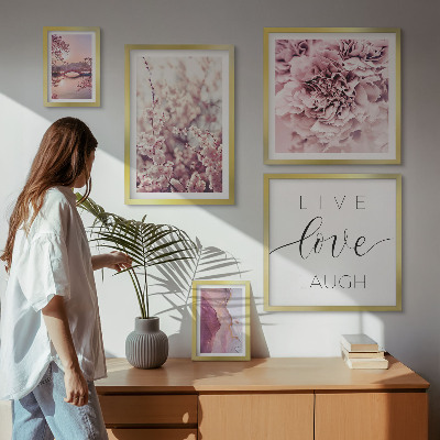 Framed photo set Floral motifs pastel slogans