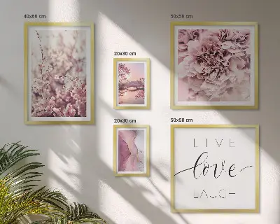 Framed photo set with floral motifs and pastel slogans