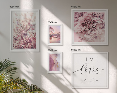 Framed photo set Floral motifs pastel slogans