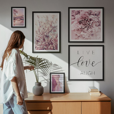Framed photo set Floral motifs pastel slogans