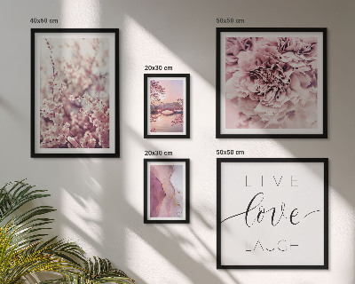 Framed photo set Floral motifs pastel slogans