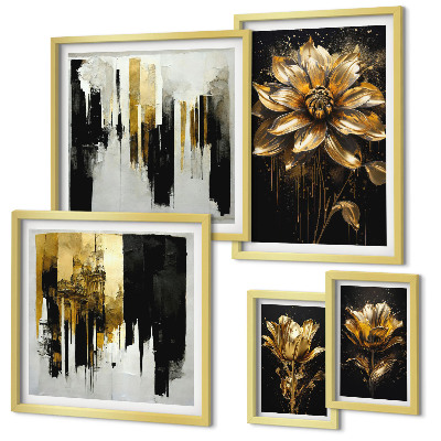 Set of 5 wall art pieces Floral motifs, elegance, modernity