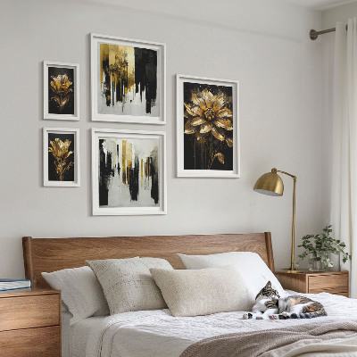 Set of 5 wall art pieces Floral motifs, elegance, modernity
