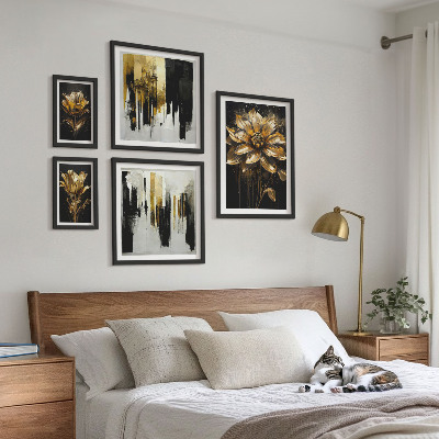 Set of 5 wall art pieces Floral motifs, elegance, modernity