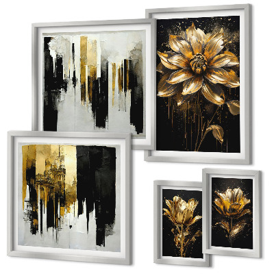Set of 5 wall art pieces Floral motifs, elegance, modernity