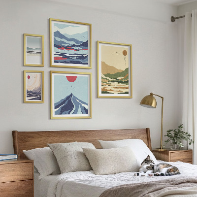 Set of 5 wall art pieces Mountain landscapes nature