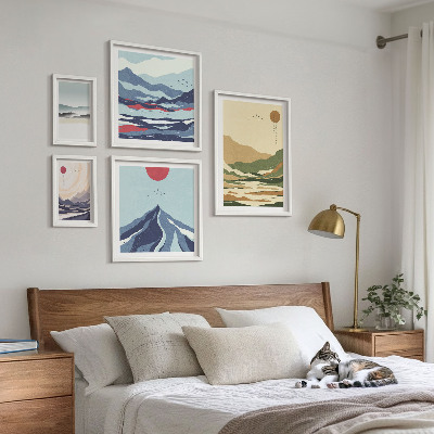 Set of 5 wall art pieces Mountain landscapes nature