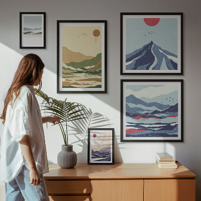 Set of 5 wall art pieces Mountain landscapes nature