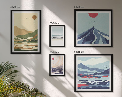 Set of 5 wall art pieces Mountain landscapes nature