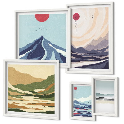 Framed photo set Abstract mountain landscapes