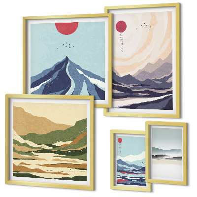 Framed photo set Abstract mountain landscapes