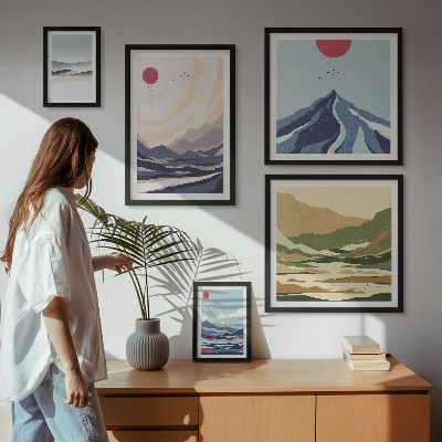 Framed photo set Abstract mountain landscapes