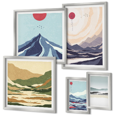 Framed photo set Abstract mountain landscapes