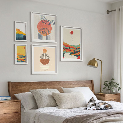 Set of 5 wall art pieces Abstract geometric landscapes