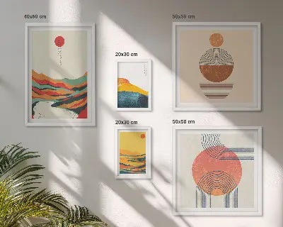 Abstract geometric landscape wall art set of 5 pieces